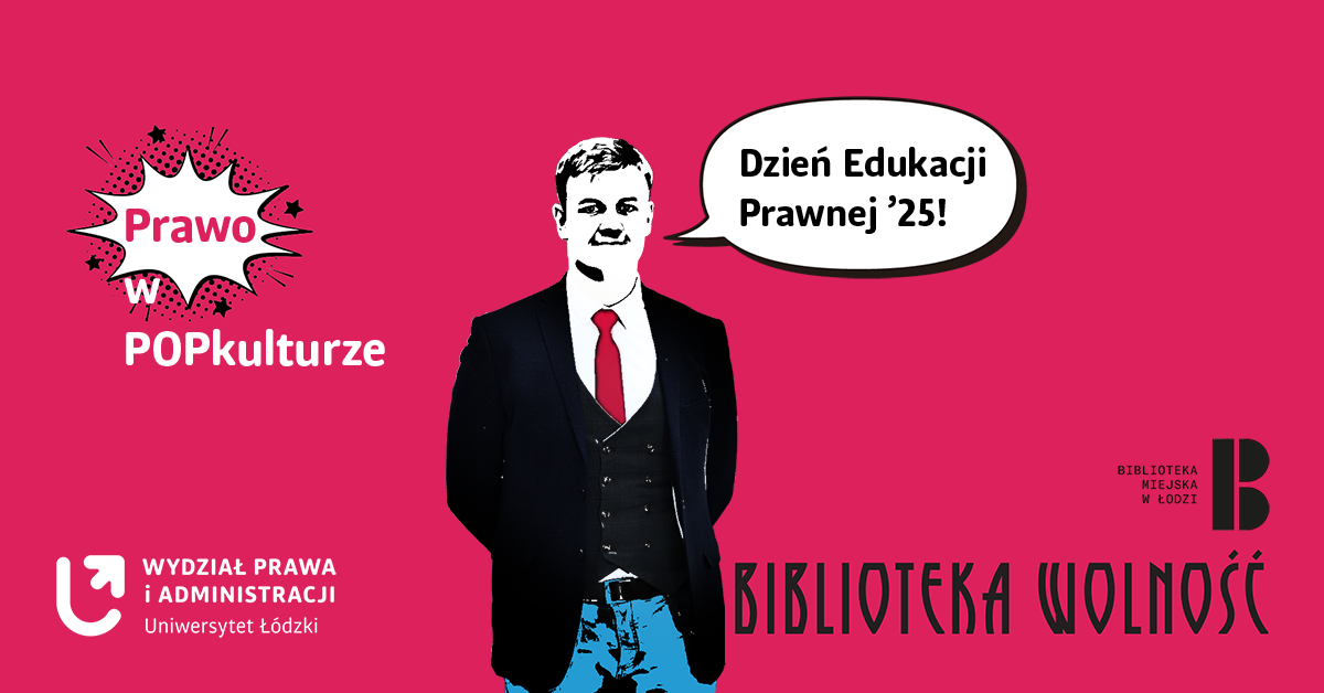 Komiksowy mężczyzna w garniturze na różowym tle.