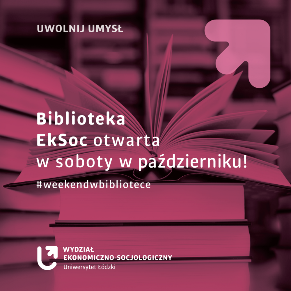 informacja o otwarciu BWES w soboty w październiku na tle książek
