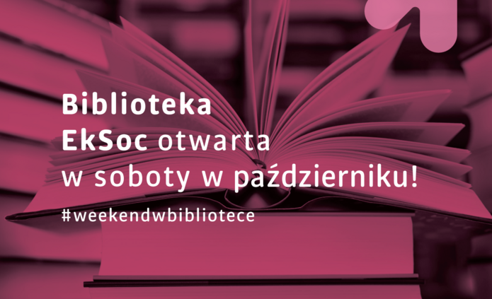 informacja o otwarciu BWES w soboty w październiku na tle książek