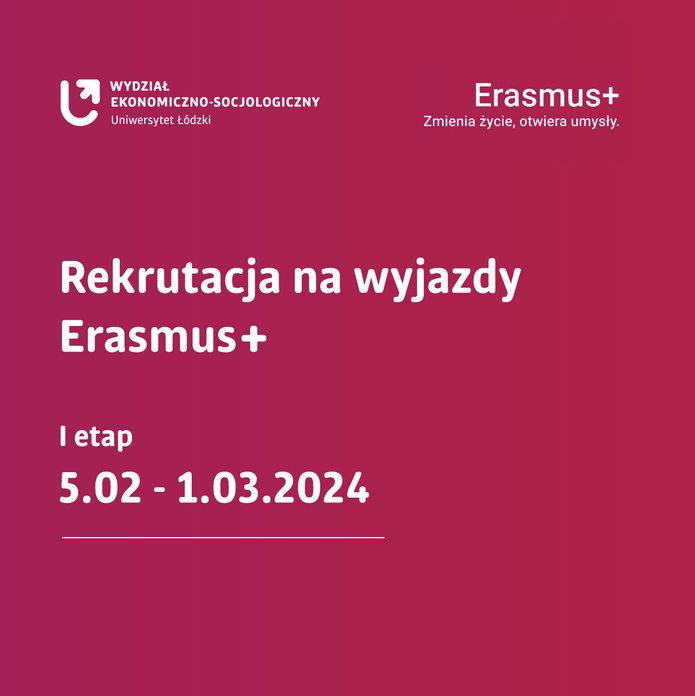 grafika tekstowa z datami rekrutacji Erasmus+
