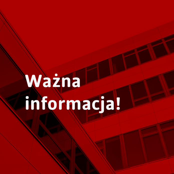 teksc ważana informacja na czerwonym tle