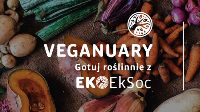 grafika przedstawiająca warzywa promująca akcję Veganuary na EkSocu