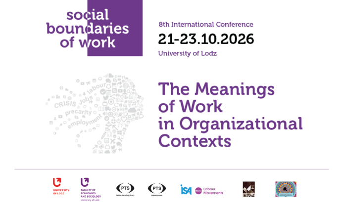 baner konferencji z napisem the meanings of work organizational contexts