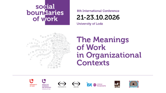 baner konferencji z napisem the meanings of work organizational contexts