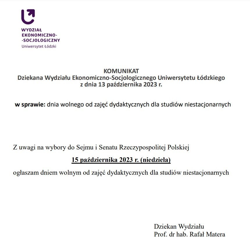 treść komunikatu