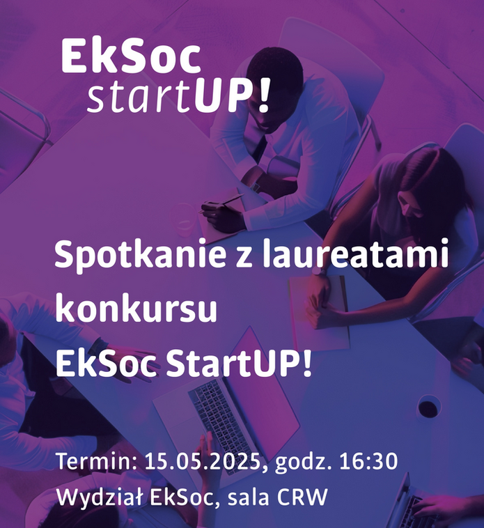 baner o spotkaniu z lareatami konkursu EkSoc startUP 15.05.2025