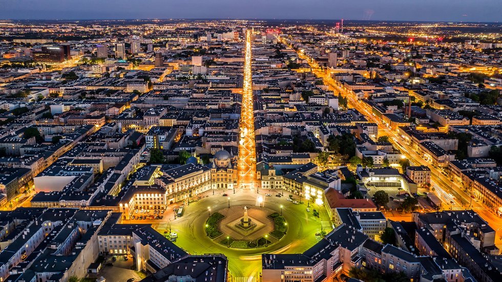 miasto Łódź z lotu ptaka