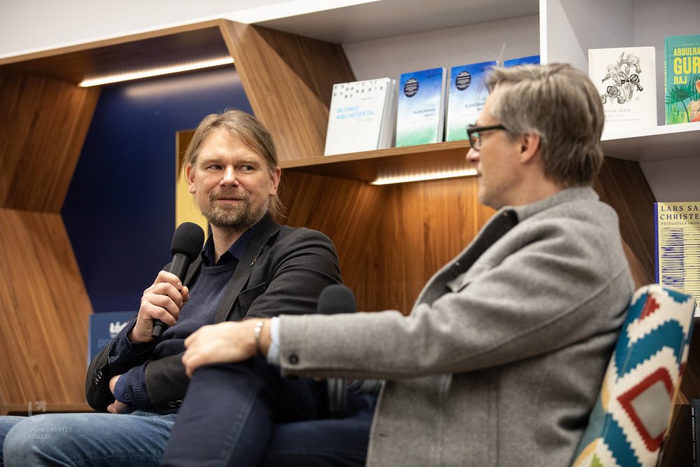 Od lewej: Łukasz Pancewicz i Mariusz Sokołowicz podczas rozmowyoło