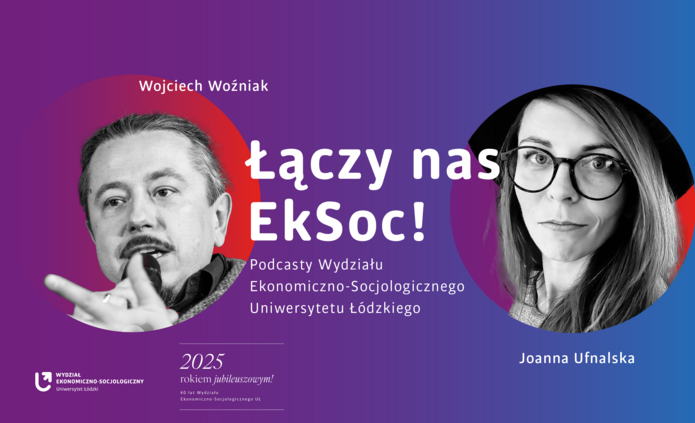 zdjęcie dra Woźniaka i Joanny Ufnalskiej w kółkach na kolorowym tle