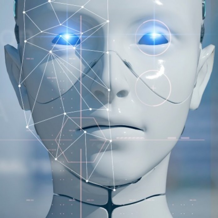 fragment baneru dot. Debaty o sztucznej inteligencji na rynku pracy - wizualizacja sztucznej inteligencji, twarz kobieca